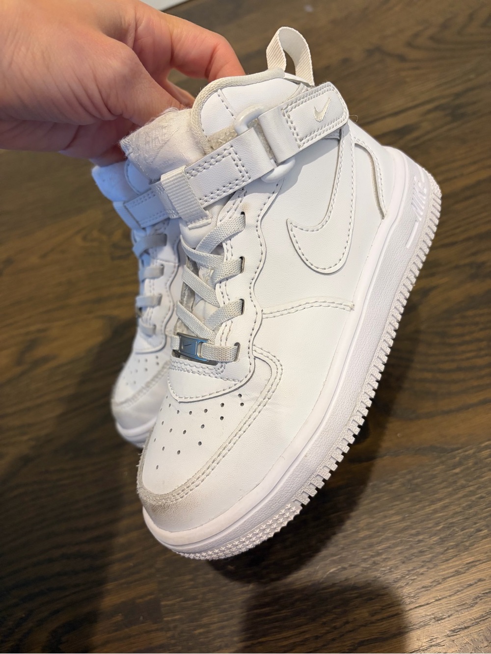 Nike White High-Top Kids' Sneakers with Strap - Picture 4 of 5